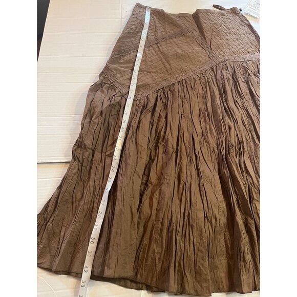 NWT- Boho Brown Crinkle maxi Skirt Size 12 fashion bug100% Cotton Made In India - Picture 12 of 12
